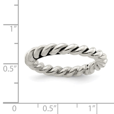 Sterling Silver Polished Twisted 3mm Women's Ring