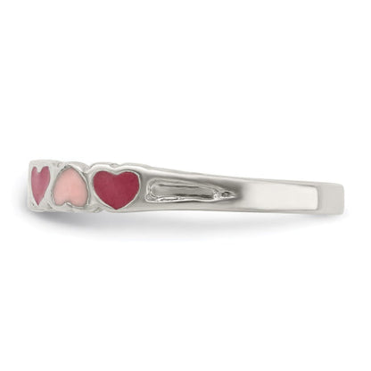 Sterling Silver Children's Enameled Hearts Ring