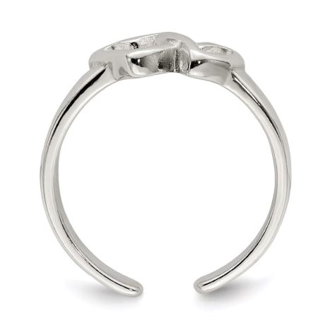 Sterling Silver Solid Heart Toe Ring