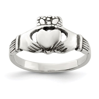 Sterling Silver Antiqued Claddagh Ring