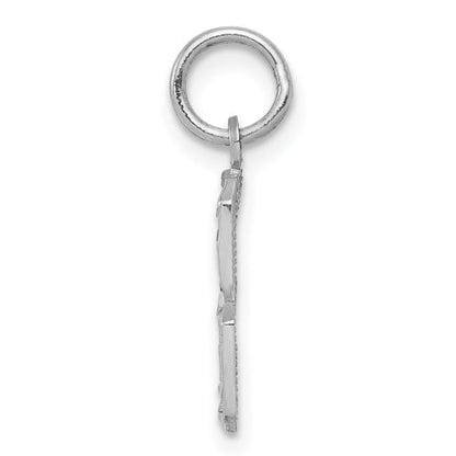 Sterling Silver Rhodium-plated Diamond-cut #3 Charm