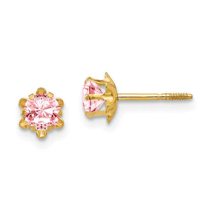 14k Madi K 4mm Synthetic (Oct) Screwback Earrings