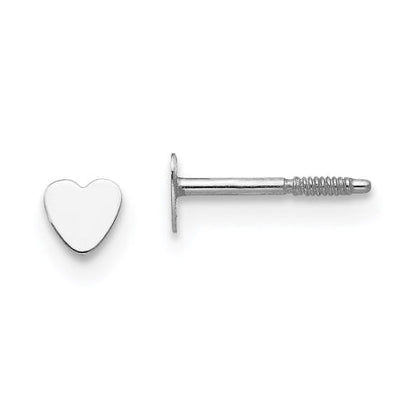 14k White Gold Madi K Tiny Heart Baby Post Earrings