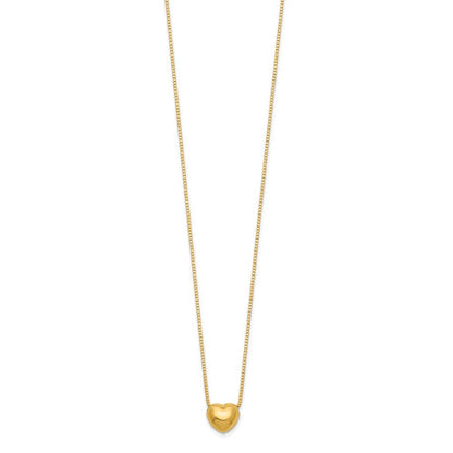 14K Polished 3D Puffed Heart 16 inch Necklace
