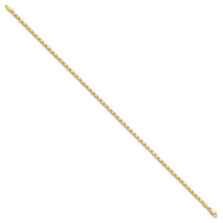 14k Polished Double-Sided Heart 10in Anklet