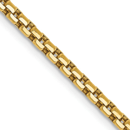 14K 20 inch 2.45mm Semi-Solid Round Box with Lobster Clasp Chain