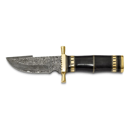 Damascus Steel 256 Layer Fixed Onyx Black Dyed Bone Handle Knife