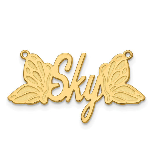 14K Polished Butterfly Name Plate