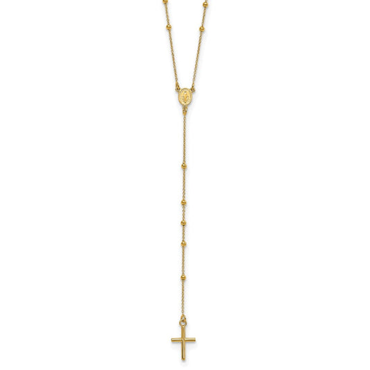 14k Polished Rosary 24 inch Necklace